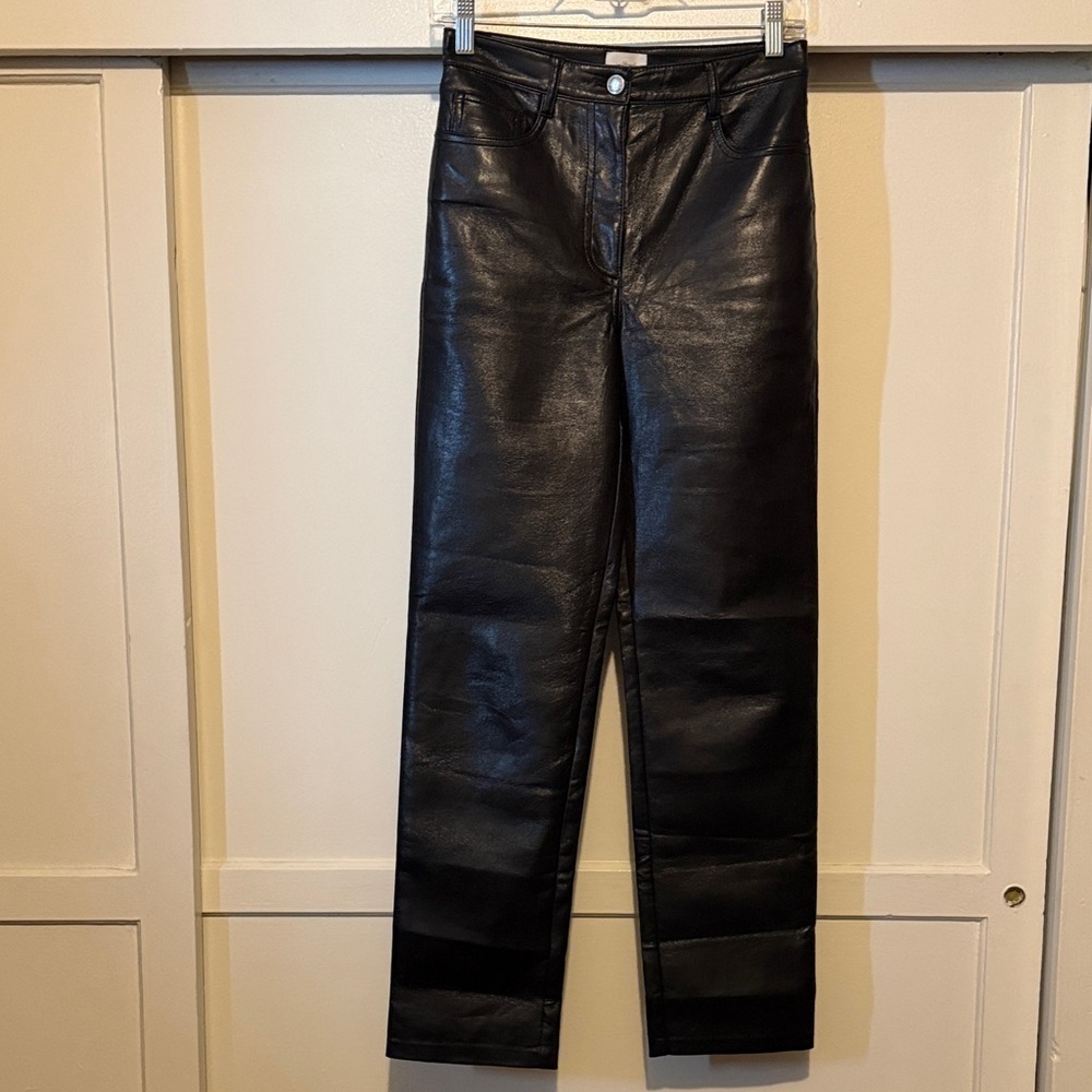 Wilfred Black Faux Leather Straight Leg Jeans